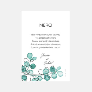 Wedding thank you card Eucalyptus Watercolor