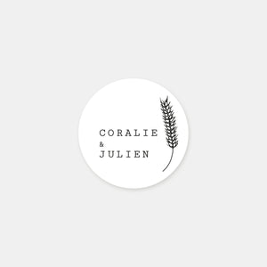 Personalisierte Hochzeitsaufkleber Trockenblumen