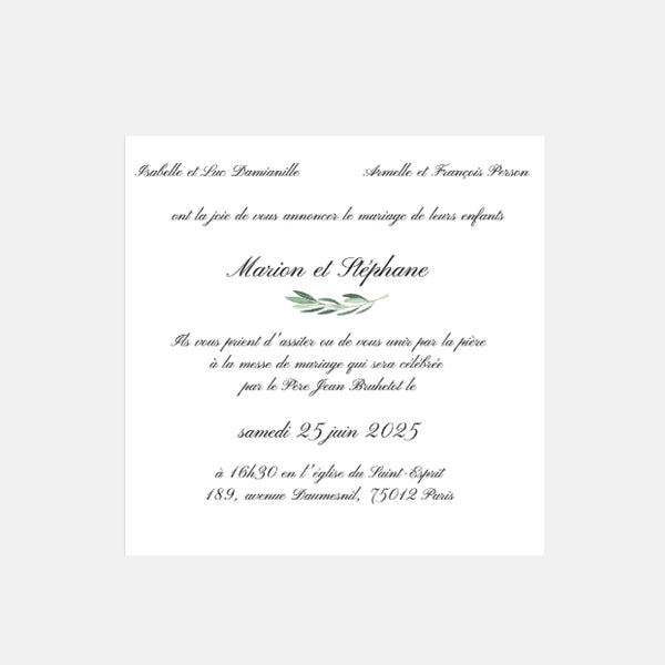 Classic Foliage Wedding Invitation