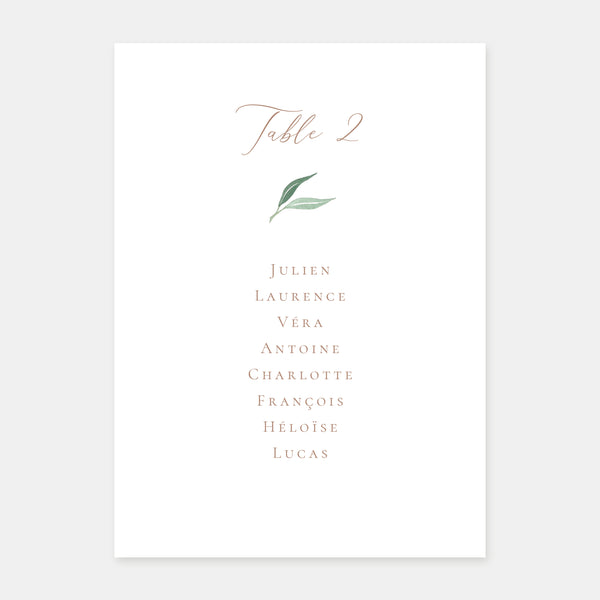 Plan de table de mariage domaine aquarelle - 5ex