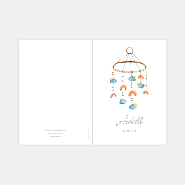 Mobile watercolor birth announcement