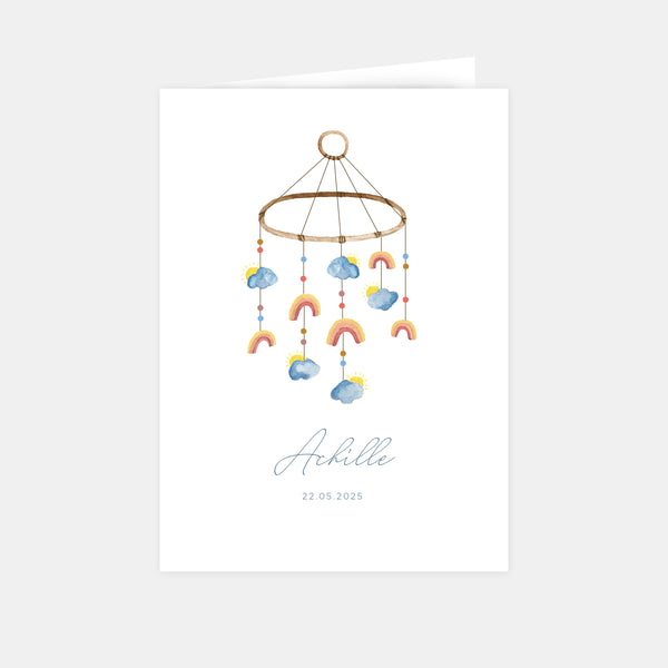 Mobile watercolor birth announcement