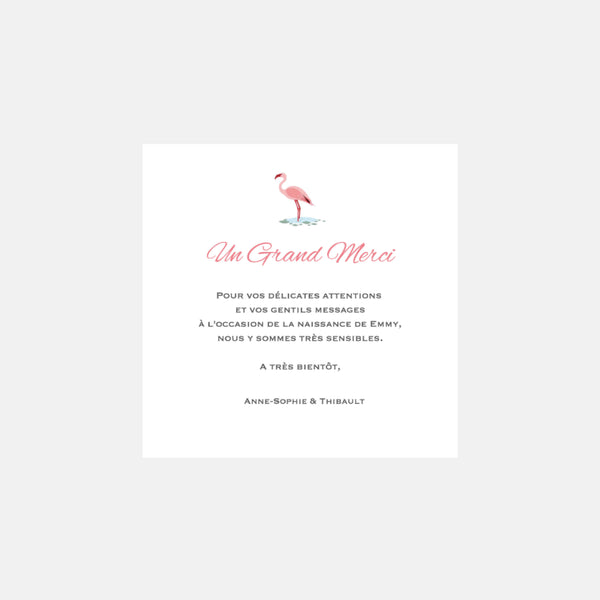 Dankeskarte zur Geburt eines Dschungelflamingos