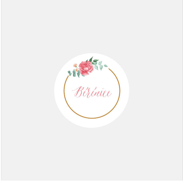 Personalisierte Aufkleber Geburt kleine Blumen