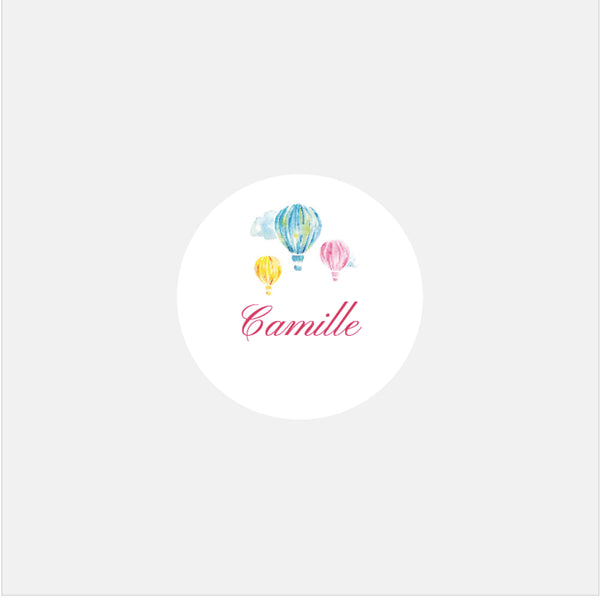 Stickers personnalisés naissance clasique montgolfière