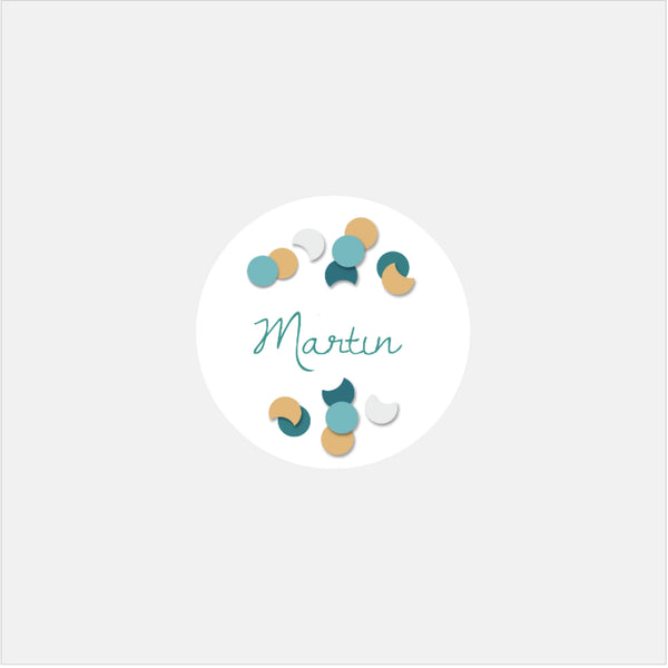 Stickers personnalisés naissance confettis