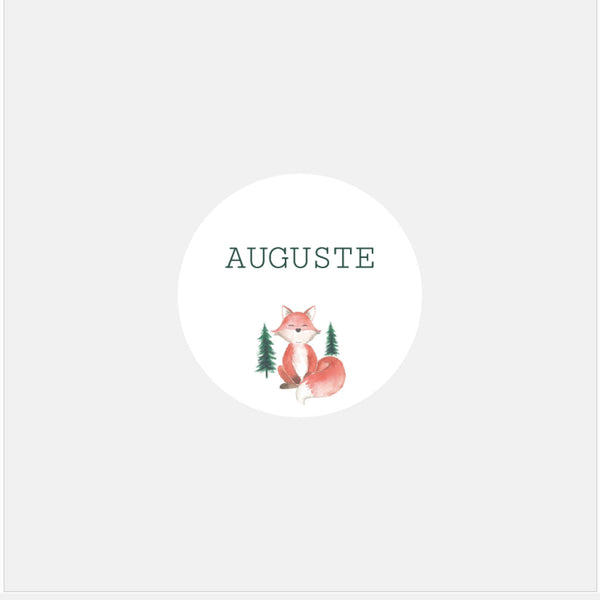 Personalisierte Aufkleber Geburt kleiner Fuchs