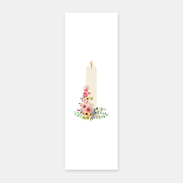 Tauf-Lesezeichen mit Blumenkerze