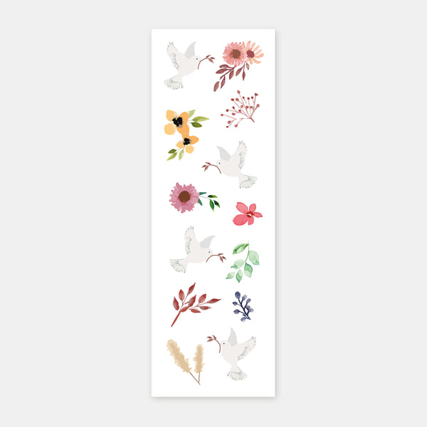 Blumen-Tauben-Lesezeichen