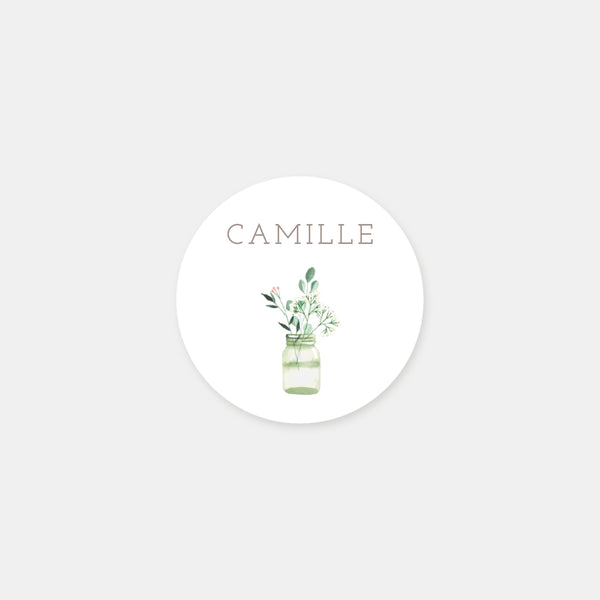 Stickers personnalisés baptême champêtre chic