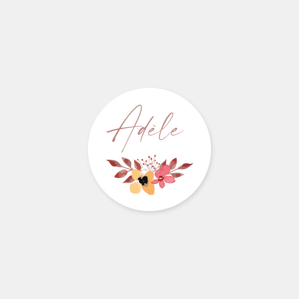 Stickers personnalisés baptême fleuri