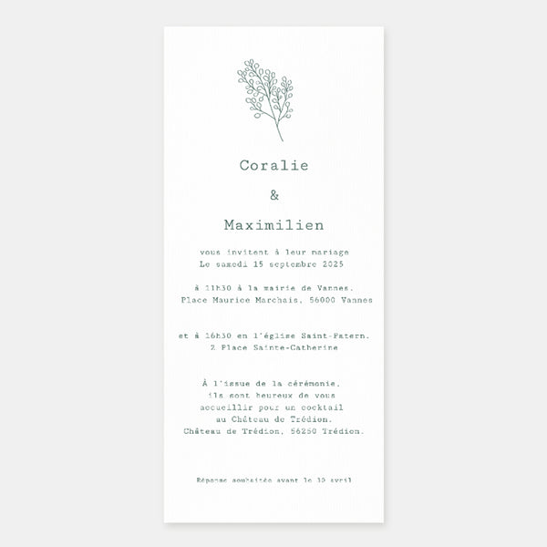 Faire-part de mariage Brindille